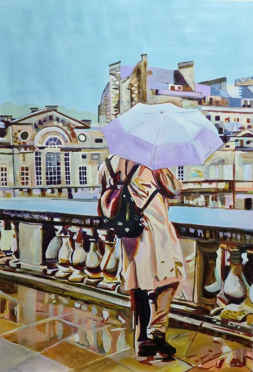 The man with umbrella / 100 x 70 cm by Alexandra Djokic