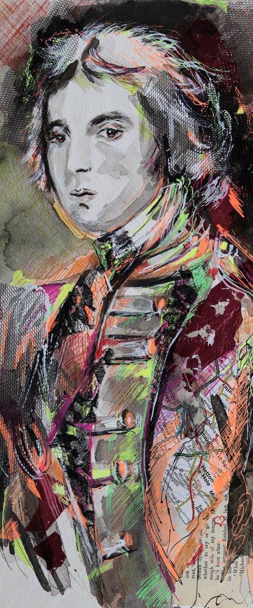 Arthur Wellesley-   Portrait mixed media drawing on paper by Antigoni Tziora