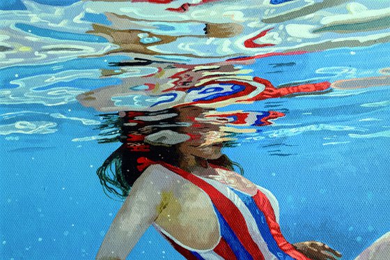 Underneath LV - Miniature swimming painting