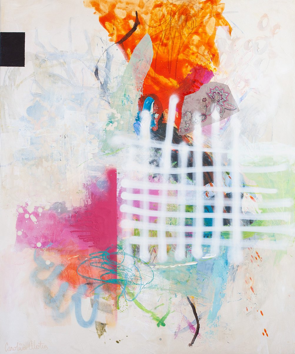 Organic Abstract Acrylic Painting By Carolina Alotus, 39 X 47, Finding Bliss, Original Artwork