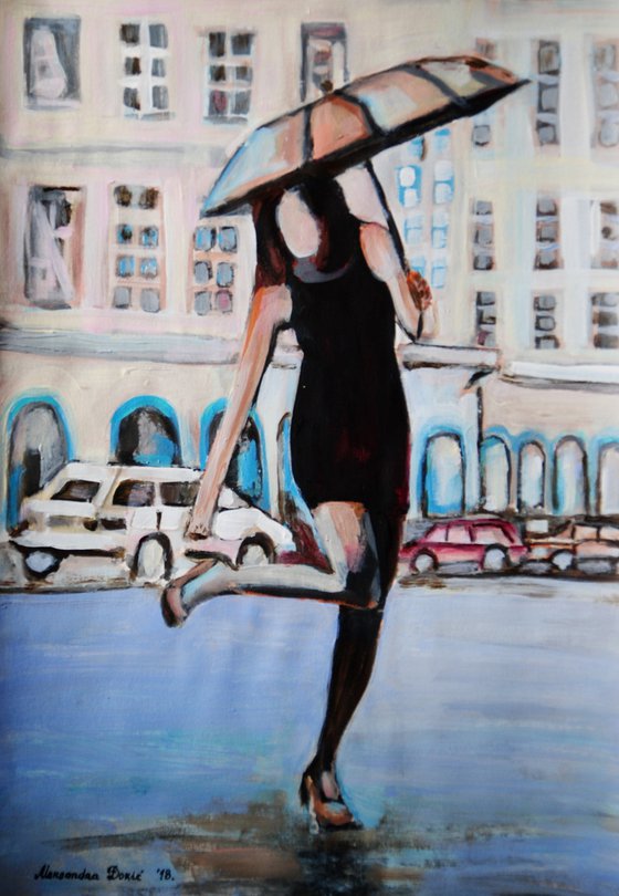 Woman with umbrella / 42 x 29.7 cm