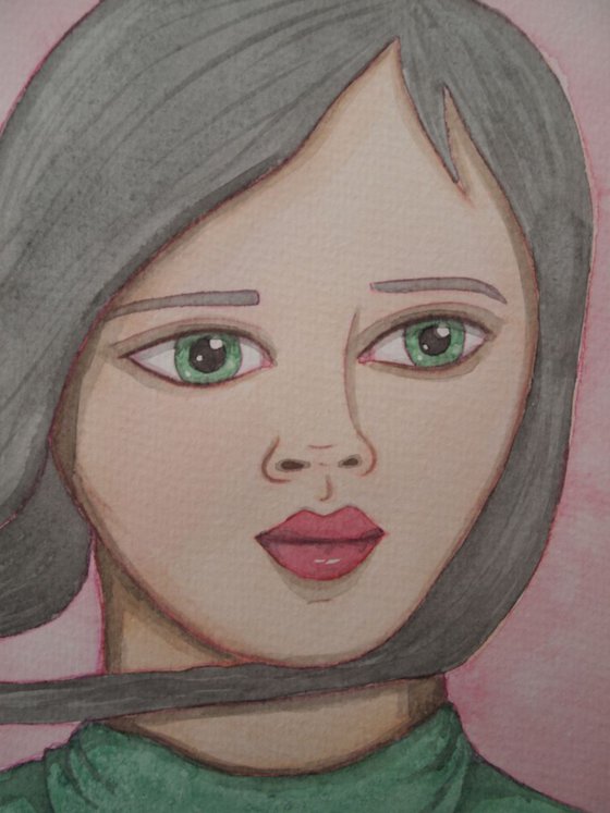 Pink & Green Portrait