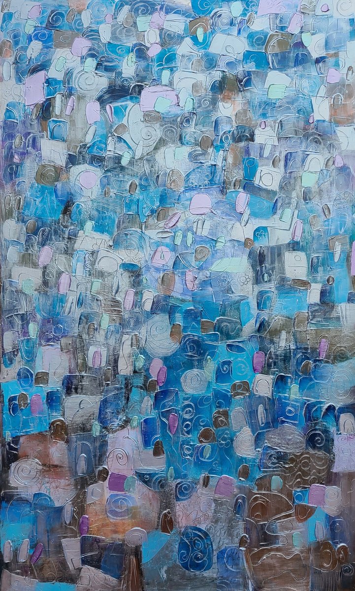 Organic Abstract Acrylic Painting By Stacy Neasham, 36 X 60", Raindance, Original Artwork