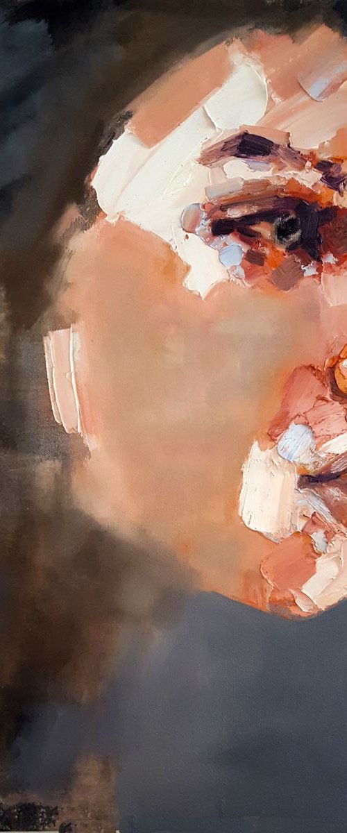 Head study on grey 5-9-19 by Thomas Donaldson