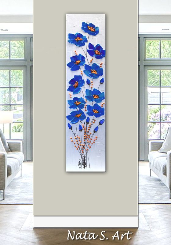 Blue Poppy - Original Textured Flowers