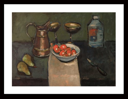 Still Life with Fruit and Turps Bottle by Andre Pallat