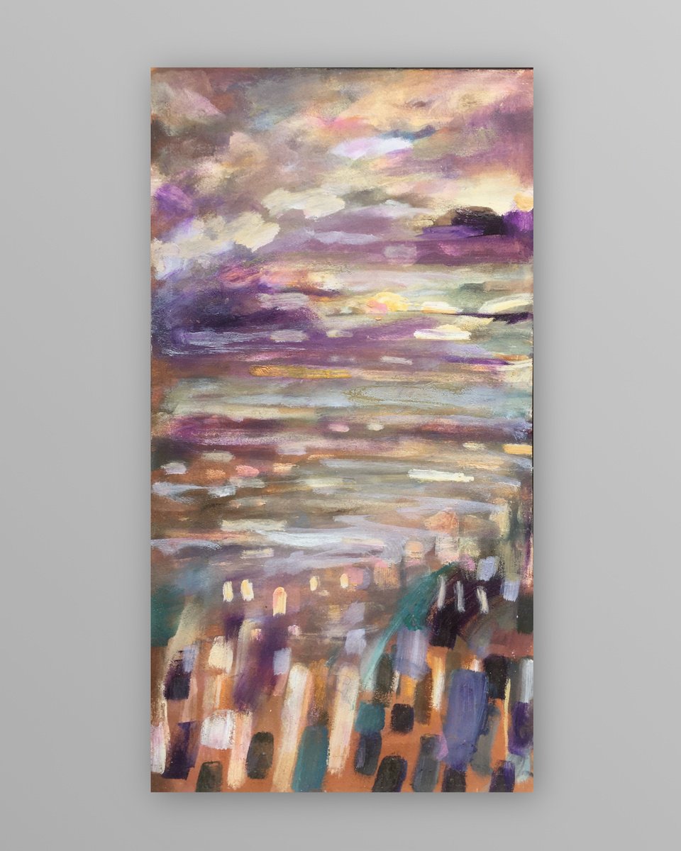 Impressionistic Landscape Oil Painting By Guy Pickford, 12 X 22, Returning To The Source, Original Artwork