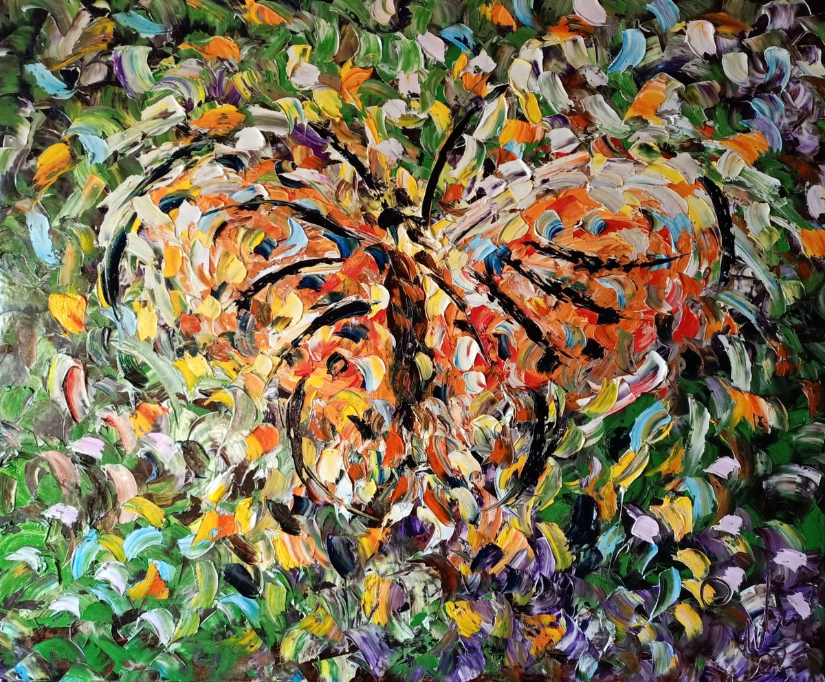 Impressionistic Abstract Oil Painting By Antonino Puliafico, 49 X 39, Falena, Original Artwork