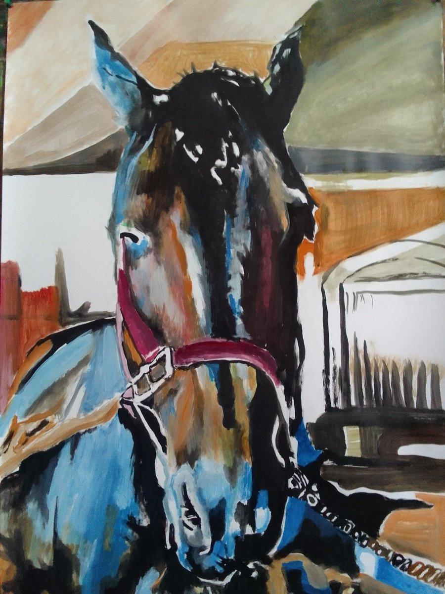 Photorealistic Animal Acrylic Painting By Soso Kumsiashvili, 24 X 33", Horse, Original Artwork