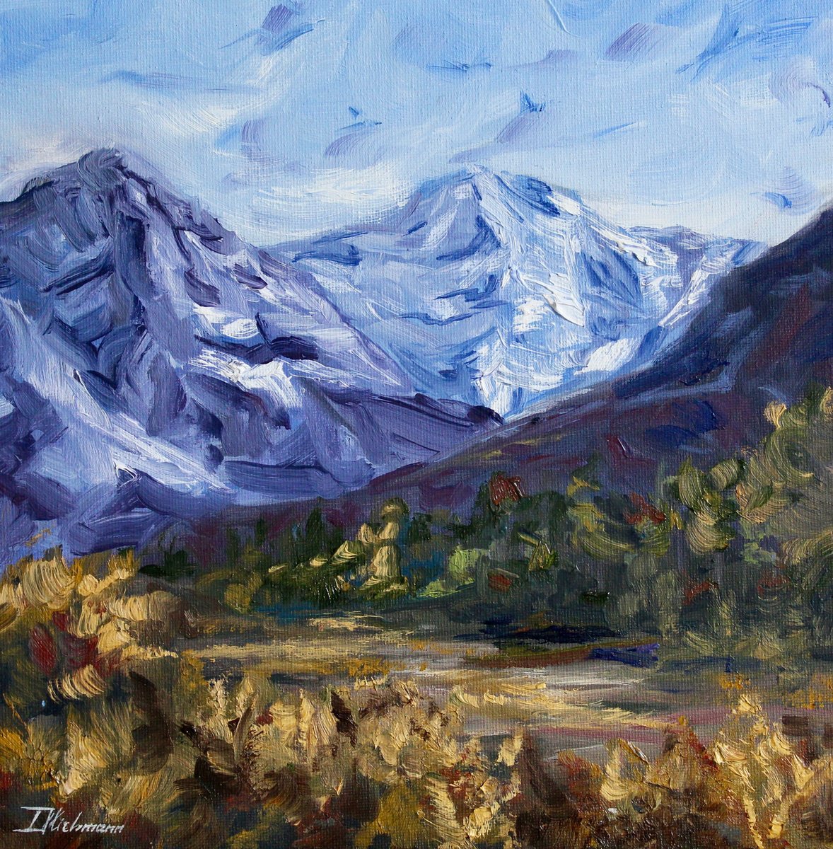 Impressionistic Landscape Oil Painting By Liza Illichmann, 10 X 10", Resonance, Original Artwork