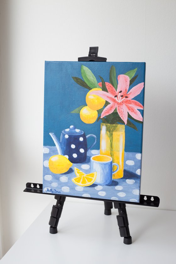 Still life with lily and lemon