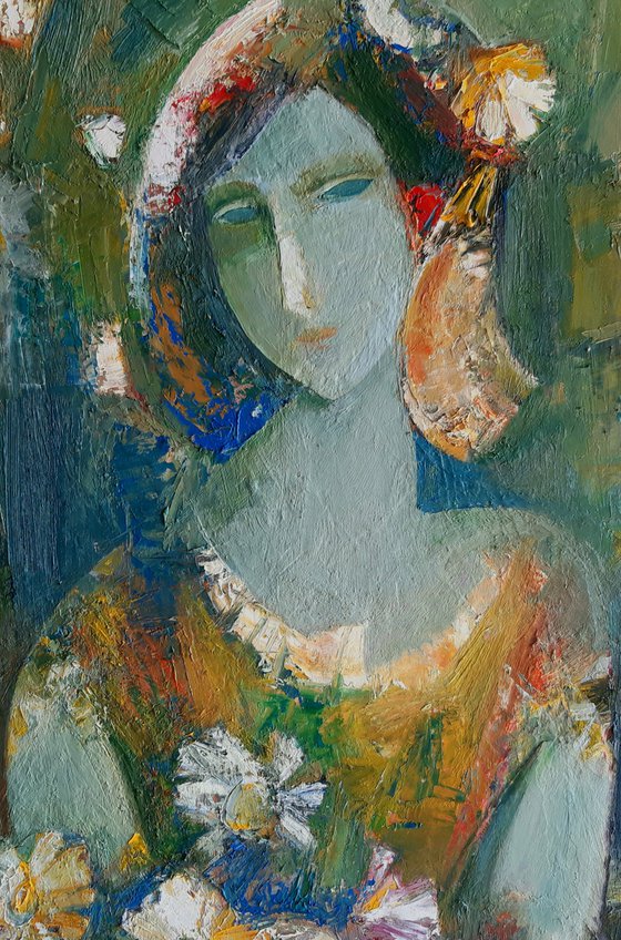 Portrait (45x65cm, oil/canvas, abstract portrait)