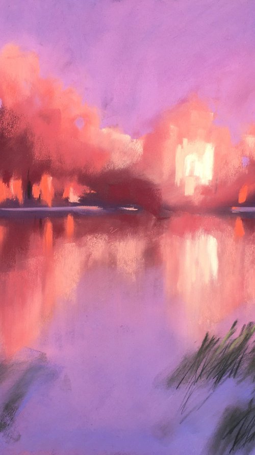 Sunset and abandoned pond by Ksenia Lutsenko