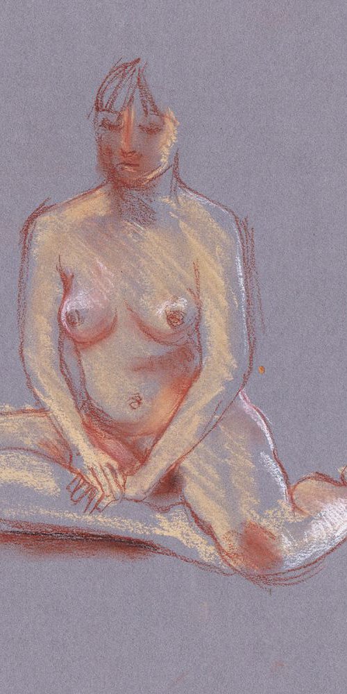 Nude seated, looking down by Julia Wakefield