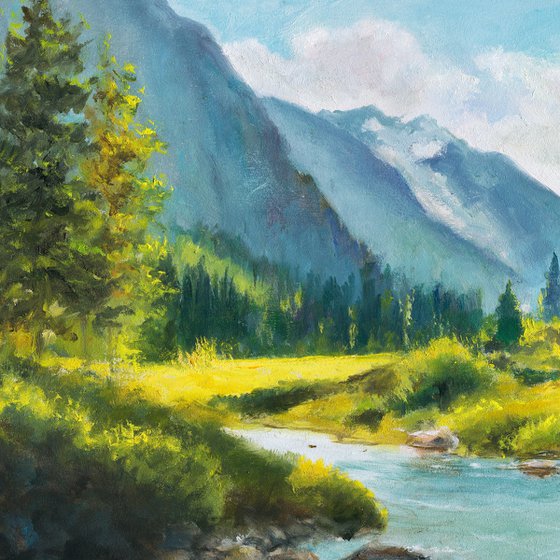 River in sunny mountain valley