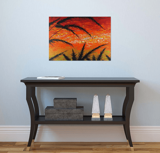 Red Sunset In The Grass