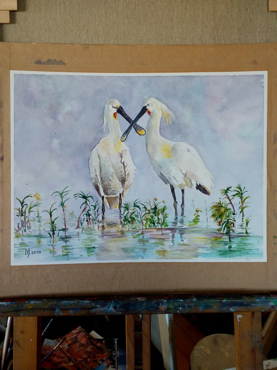 Impressionistic Animal Watercolour By Zoran Mihajlovic Muza, 15 X 11", Happy Together, Original Artwork