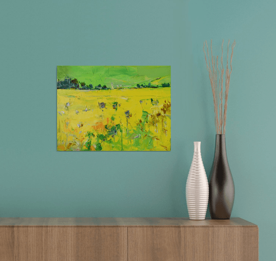 Sunflower Landscape Original Oil Painting