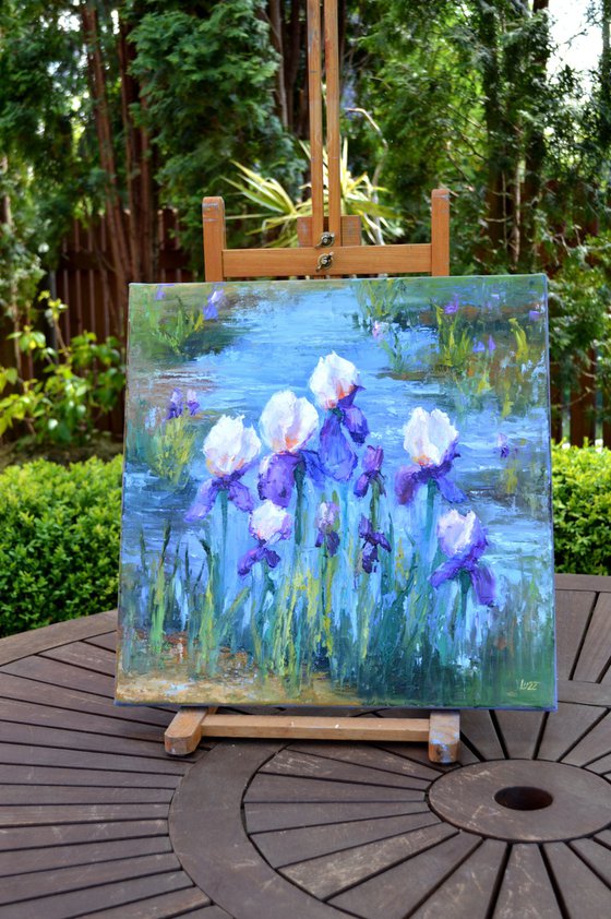 Pond with Beautiful Irises