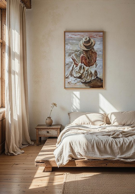 " GOOD STORY ON BEACH WITH BOOK "