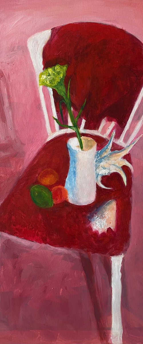 Still life with a red chair by Zhenya Yazvicheva