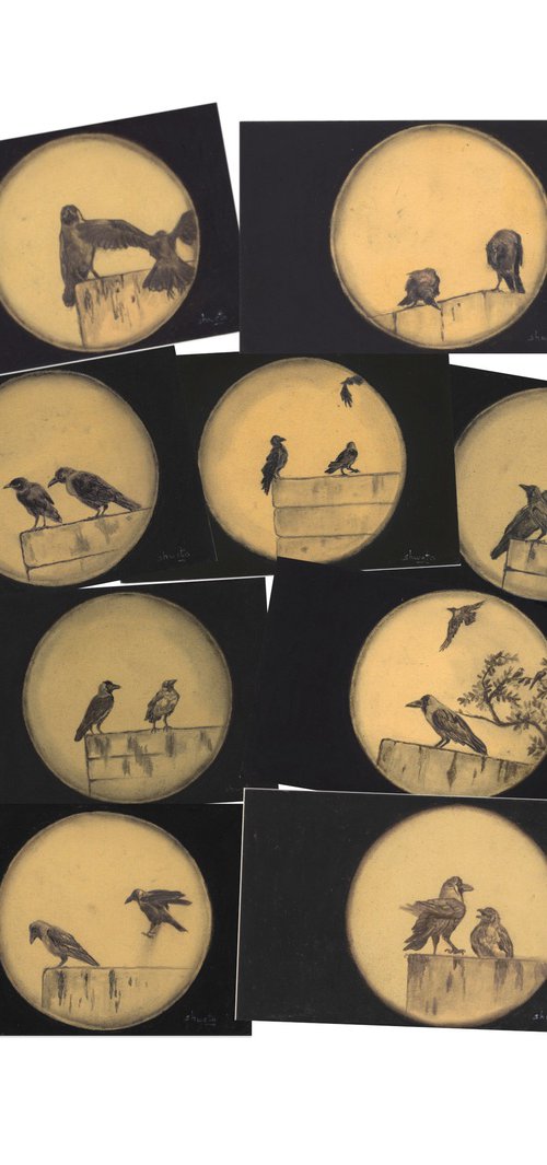 Black birds postcard art series by Shweta  Mahajan