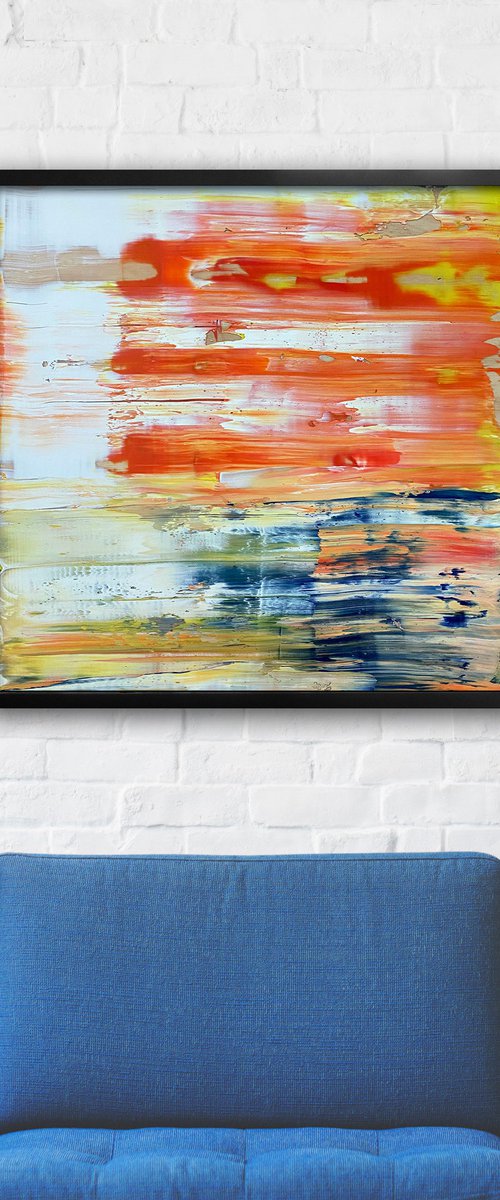 "Ice Cream Dream" - Original PMS Abstract Oil Painting On Plexiglass, Framed - 26" x 26" by Preston M. Smith (PMS)