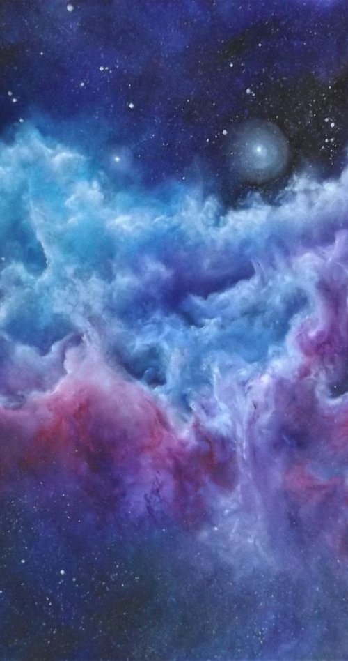 And May God's Love Be With You - Finger-painted Space Art by Lisa Price