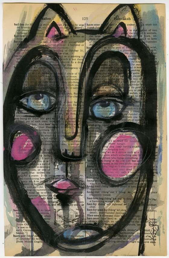 Funky Face 2020-29 - Mixed Media Painting by Kathy Morton Stanion
