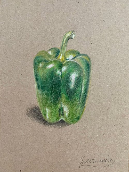 Sweet green pepper by Elvira Sultanova