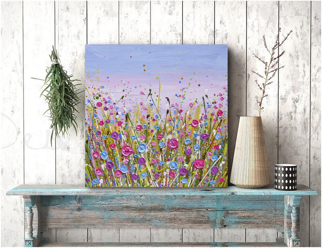 Pink and Blue Wildflowers Acrylic painting: Olga Tkachyk | Artfinder