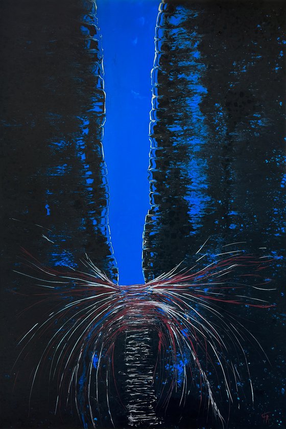 Forever — Blue-Black Resin Abstract, 150 cm