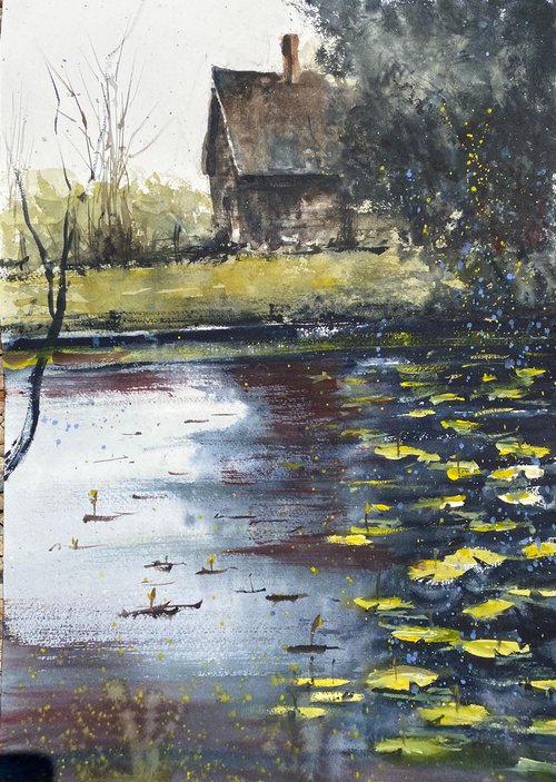 Dedham Hall across the lily pond….. by Paul Mitchell
