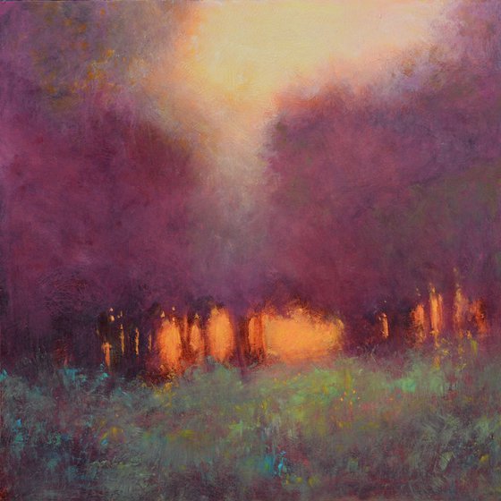 Misty Trees Sunset Plein Air