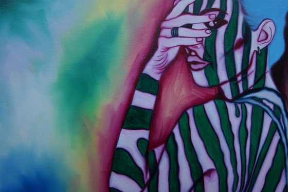 Zebra Girl ( on canvas ) Free Shipping