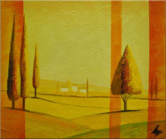 Tuscany - Abstract - Acrylic Painting - Canvas Art- Landscape painting - Wall Art