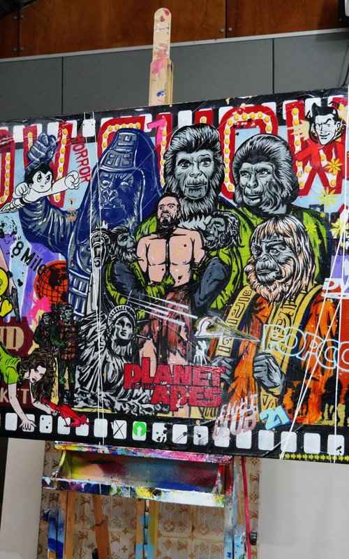 The Planet 190cm x 100cm Huge Texture Urban Pop Art by Franko