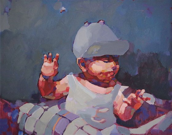 Baby Portrait, Figurative oil Painting, Original artwork, One of a kind Signed with Certificate of Authenticity