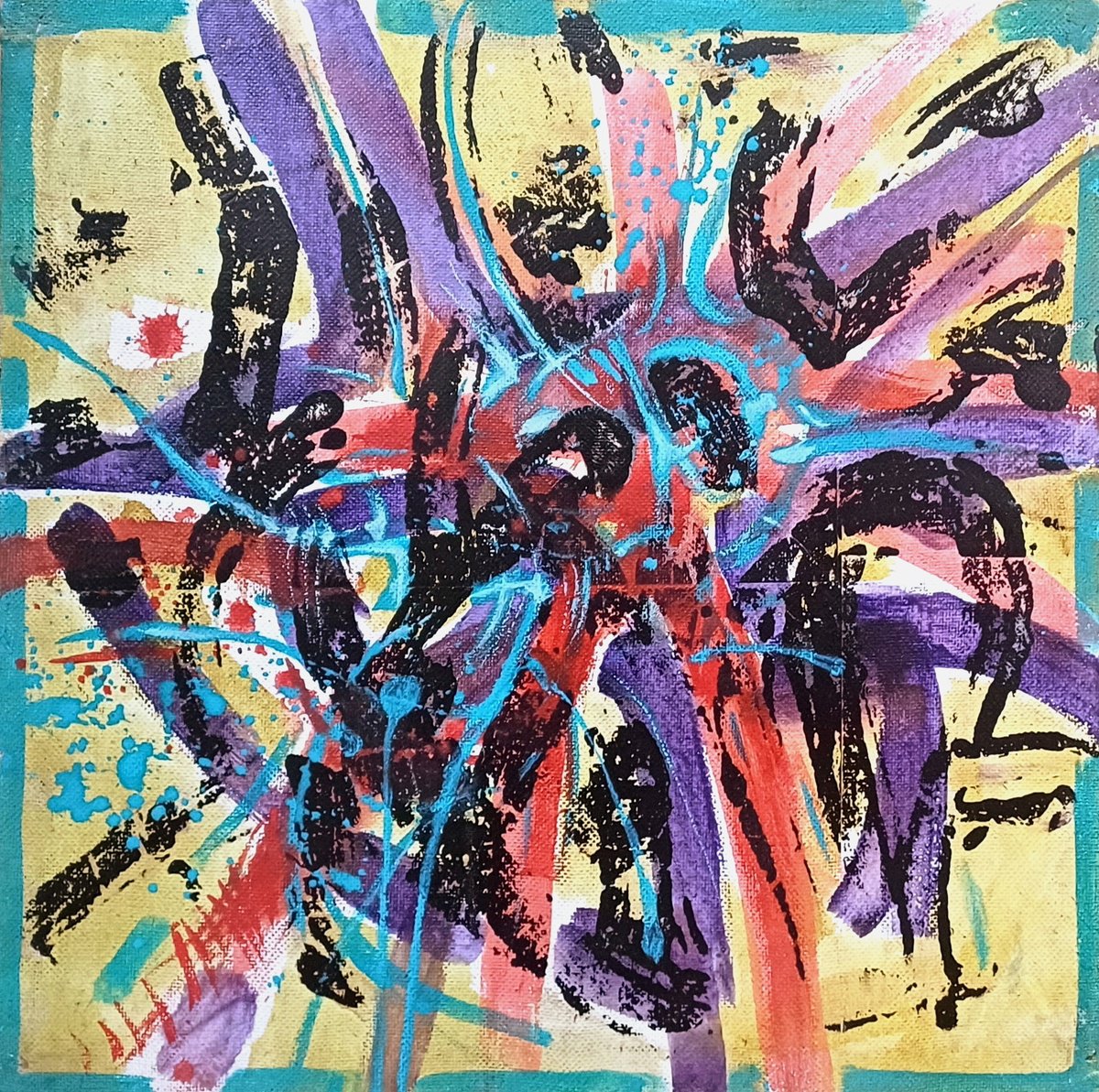 Abstract Acrylic Painting By Stanislav Bojankov, 16 X 16", Heart-Viii, Original Artwork