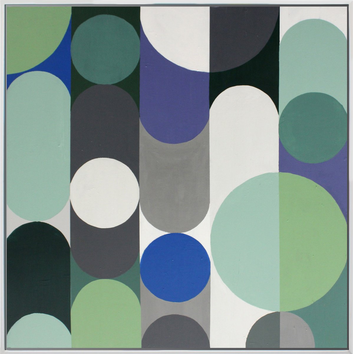 Geometric Abstract Acrylic Painting By Andrew Watt, 40 X 40, Geo Pop Lines No 3 (Framed), Original Artwork