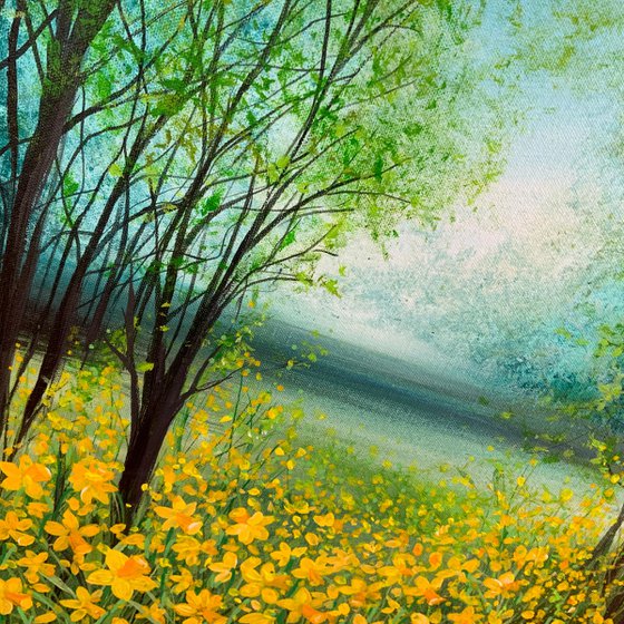 Hazy Lakeside Daffodils