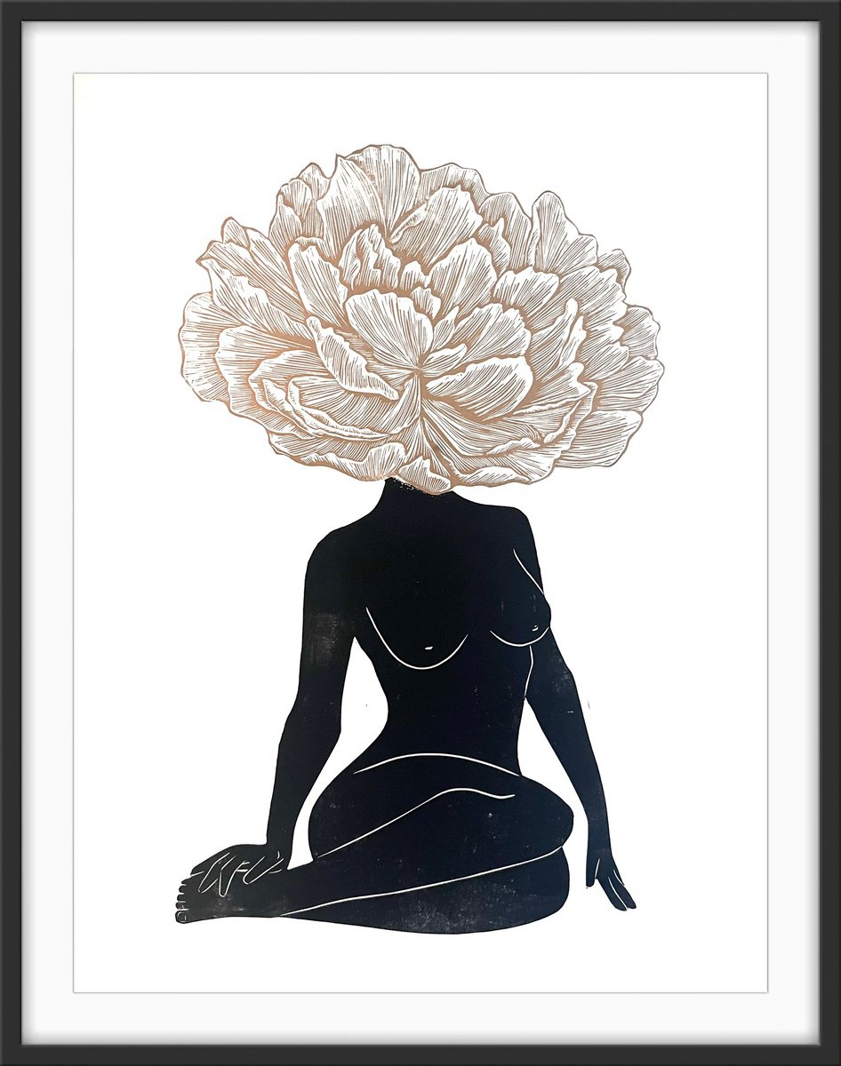 Illustrative Linocut , Flora By Amy Cundall, 17 X 23, Artwork For Sale On Artfinder