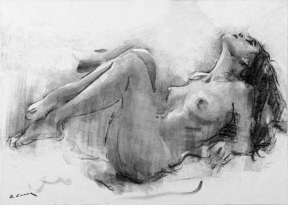 Charcoal drawing on paper "Nude"