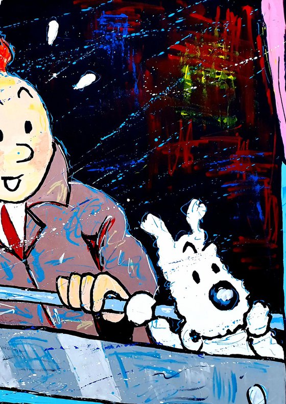 Tintin & Snowy on the train