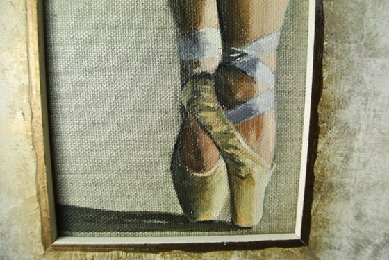 Ballet Shoes 2, Ballerina Dancer Miniature, Framed and Ready to Hang