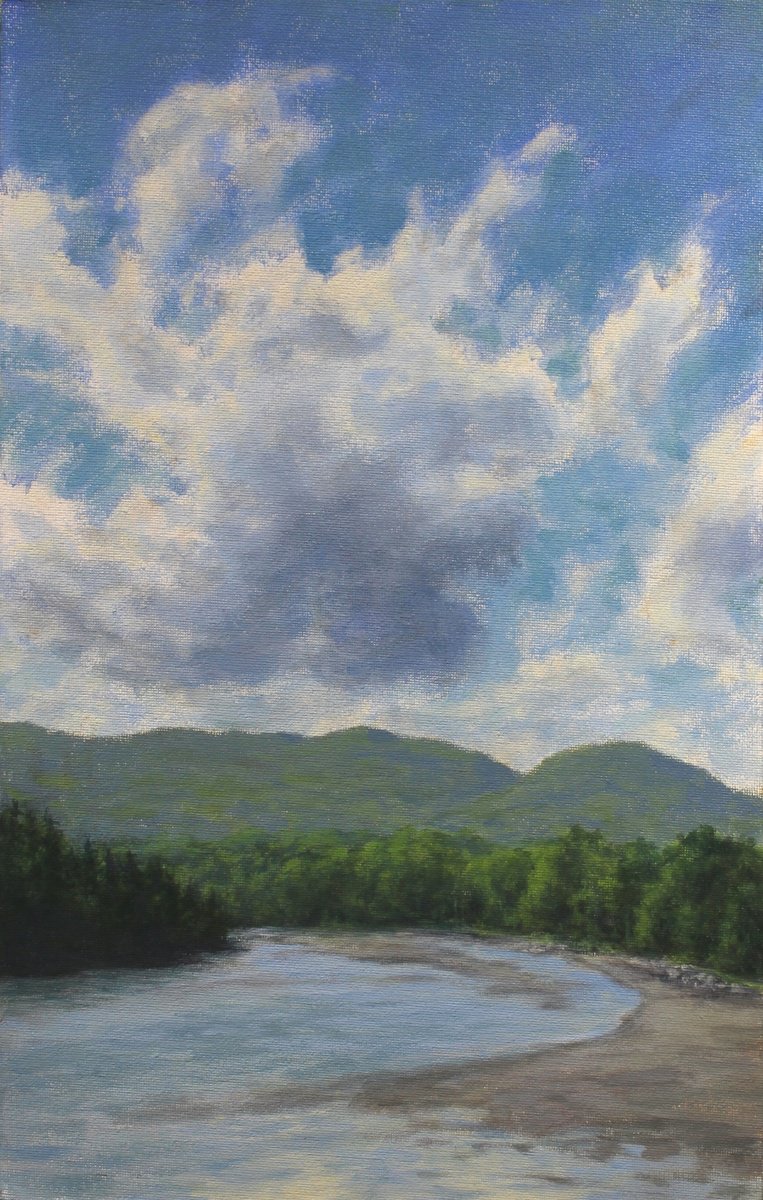 Impressionistic Landscape Acrylic Painting By John Fleck, 10 X 16, Otter Creek, Maine, Original Artwork