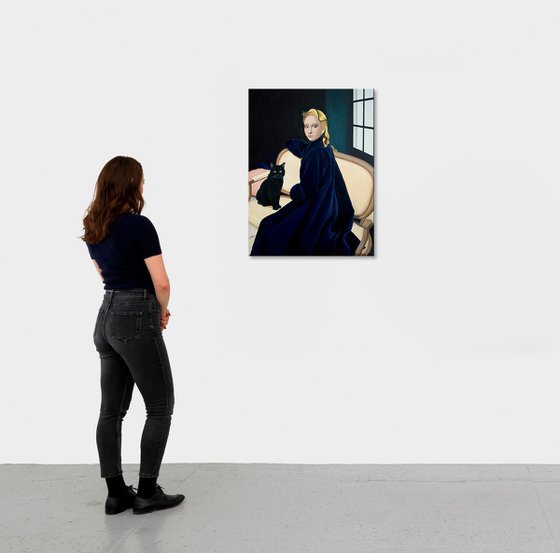 Black Cat on a Yellow Sofa