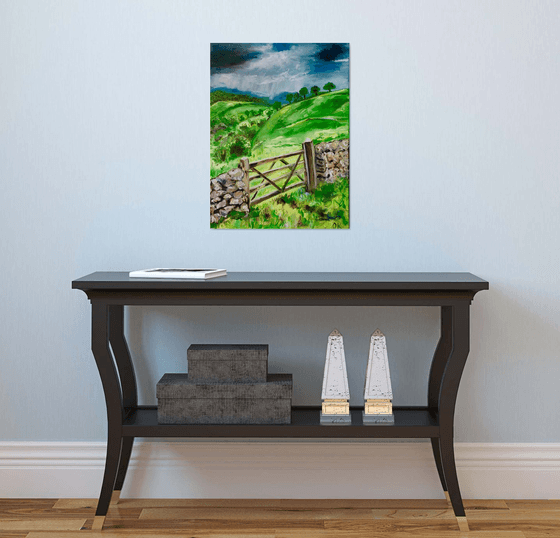 PEAK DISTRICT . ENGLISH LANDSCAPE, OIL PAINTING. OFFICE URBAN WALL ART