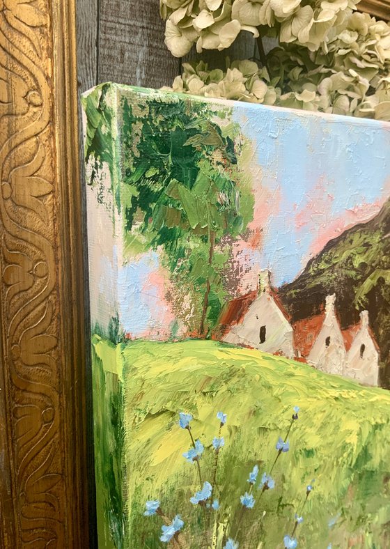 Blue Wildflowers on the Hillside