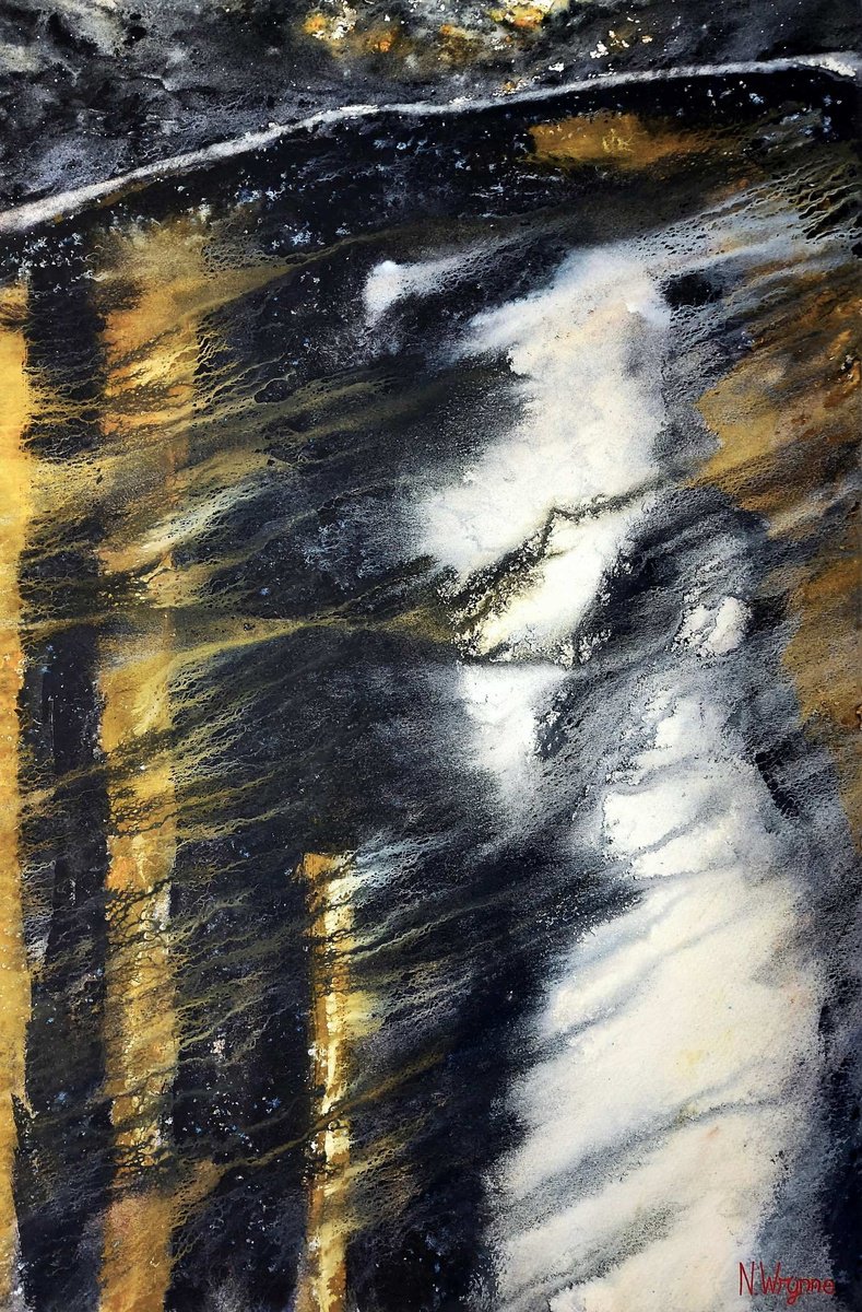 Expressive Abstract Watercolour By Neil Wrynne, 15 X 22", From The Depths, Original Artwork